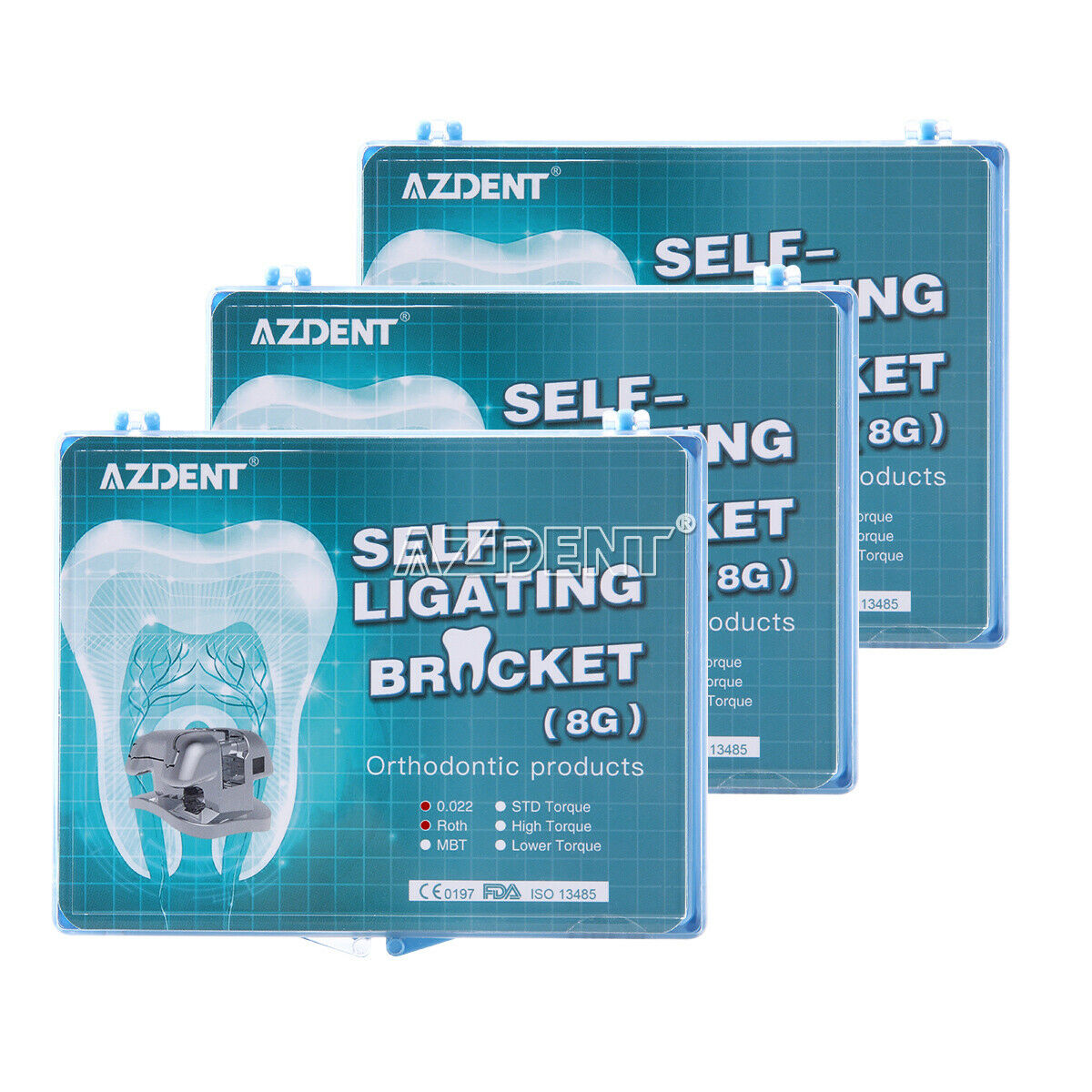 3X AZDENT Dental Orthodontic Self-Ligating Brackets Roth.022 Movable Hook 3 4 5