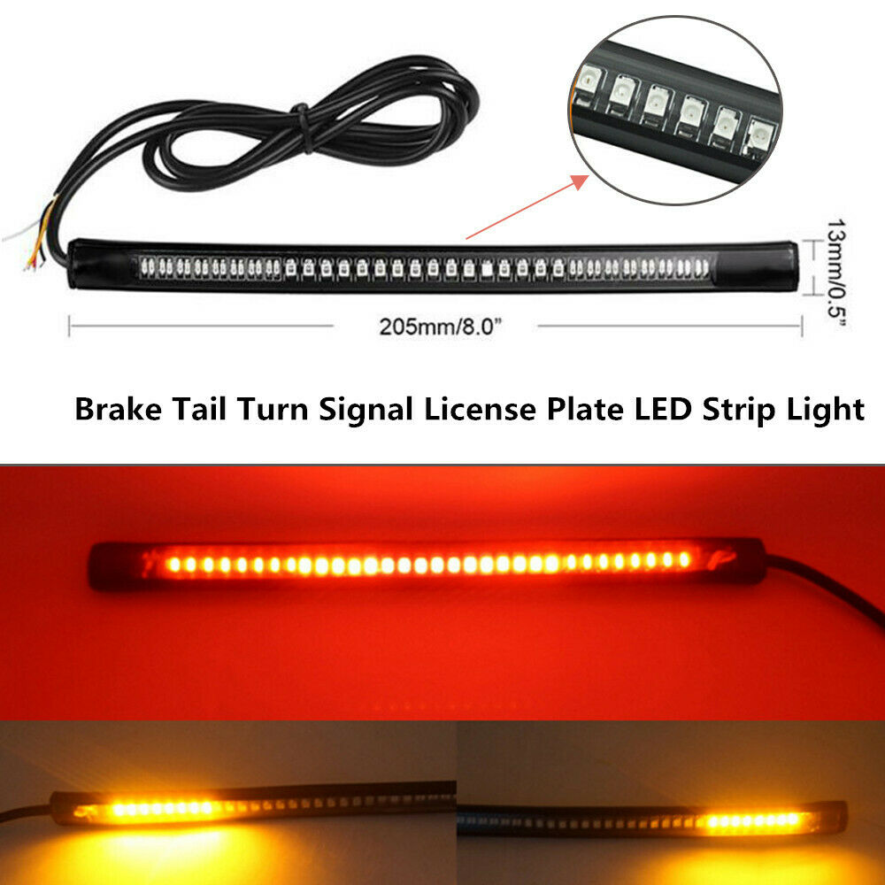 48SMD Motorcycle Bike LED Strip Light Brake Tail Turn Signal License Plate Lamp