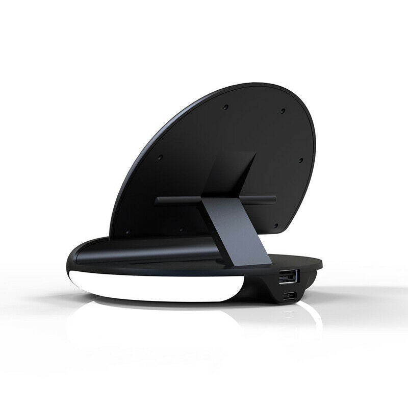 Multifunctional Wireless Charger Bedside Lamp Light with Clock Alarm Home Office