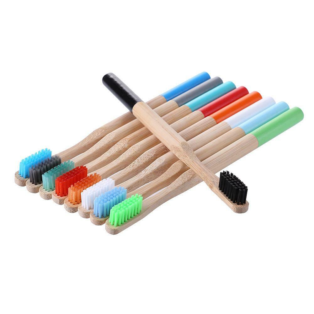 16pcs Color Bamboo Toothbrush Soft Bristle Anti Bacterial Cleaning Teeth Brush