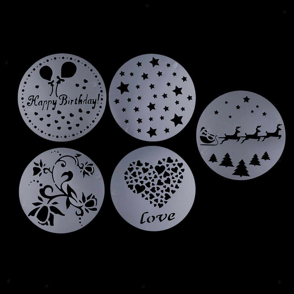 5Pc 233mm Cake Spray Mold Fondant Stencil Cake Sugar Decor Baking Template