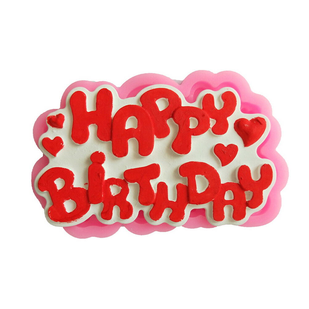 Happy Birthday Letters Silicone Fondant Mold Chocolate Mould Cake Decor T.l8