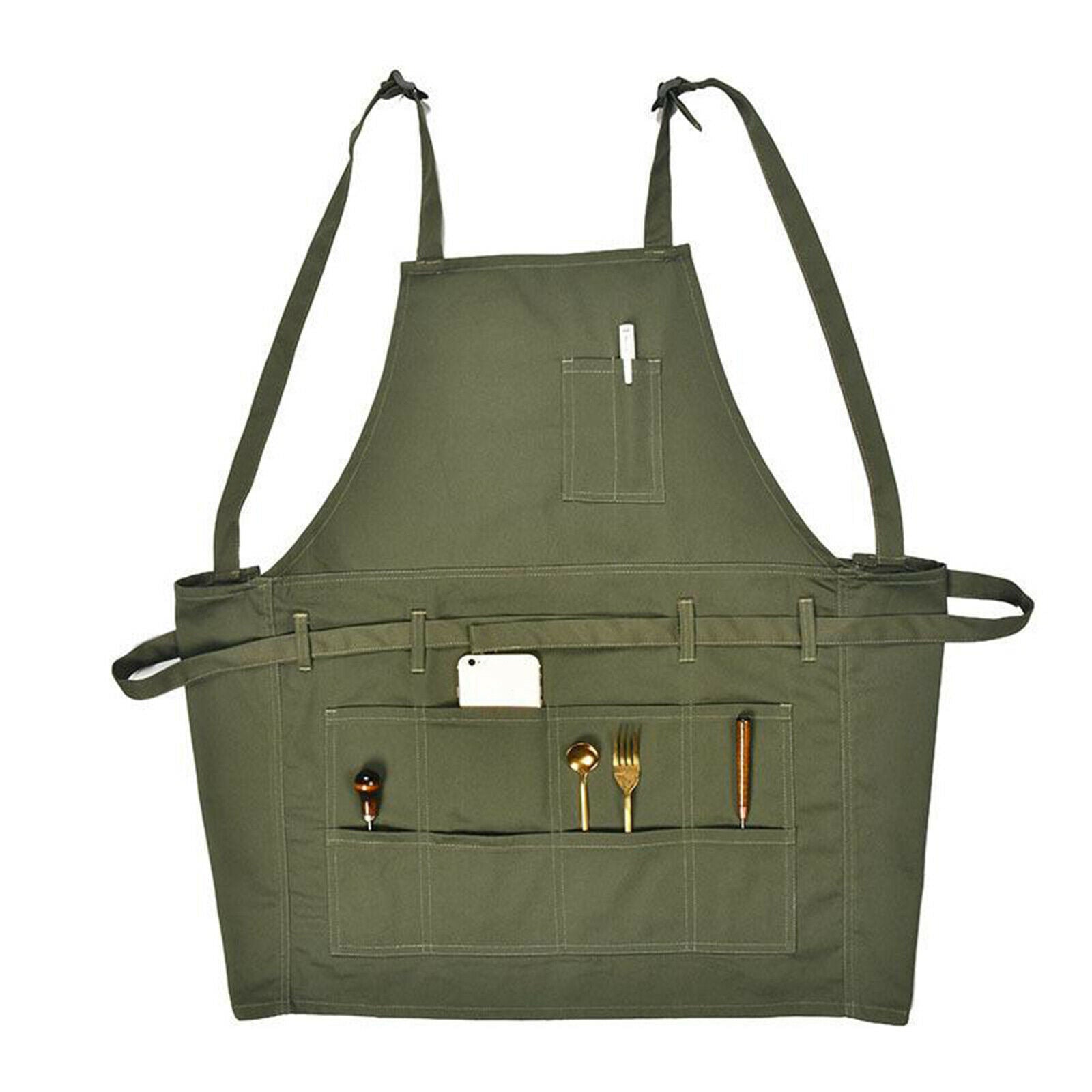 Canvas Bib Apron with Strap for Crafting Artist Teacher Chef Cook Painter