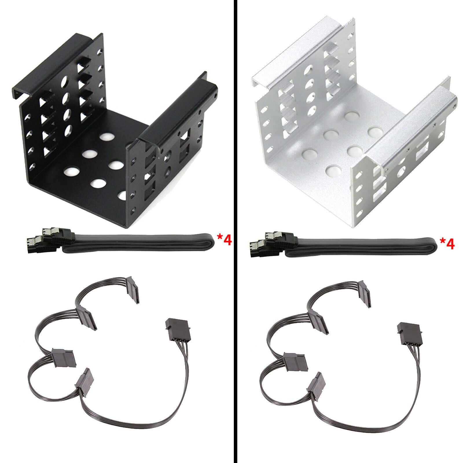 2x Metal 4-Bay 2.5" SSD HDD Hard Drive Caddy Bracket Rack Kit Spare Parts