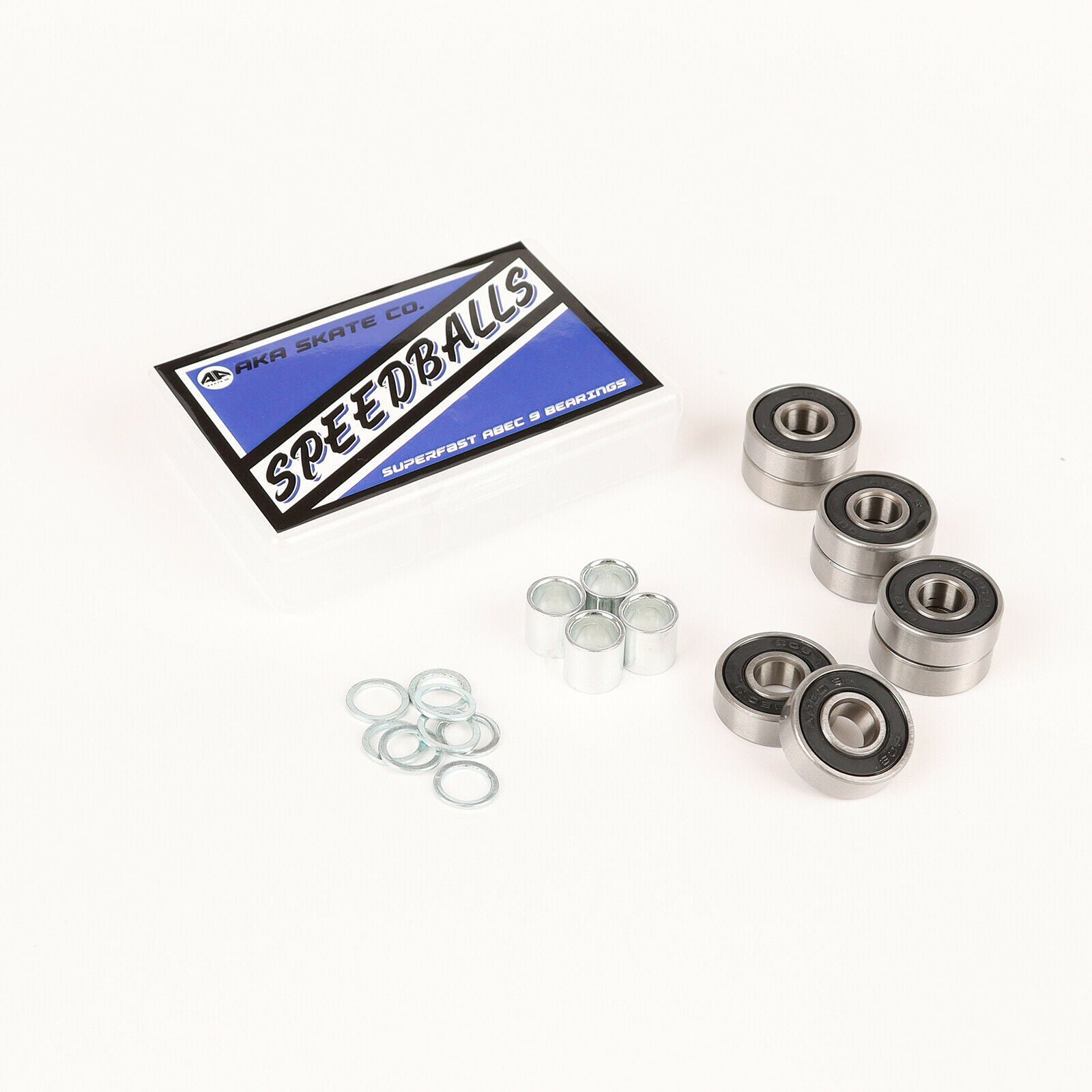 8x Deluxe Skateboard Bearing Ball Bearings Washer Parts w/ Storage Case