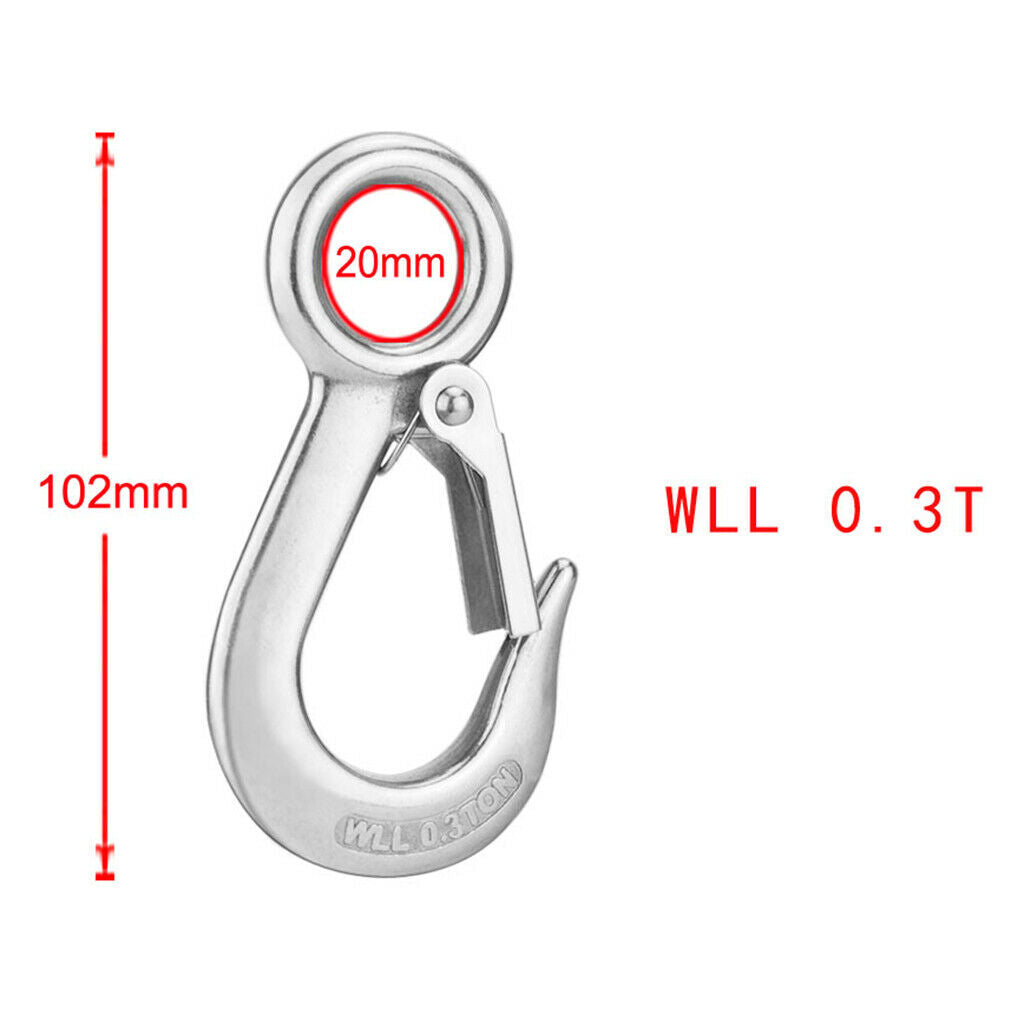Forged Steel Clevis Grab Eye Hook With Latch For Lifting UTV/ATV Winch Cable -