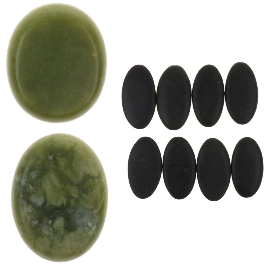 8 Pcs Large Black Natural Basalt Hot Stone Set for Massage Beauty Salon - Can be