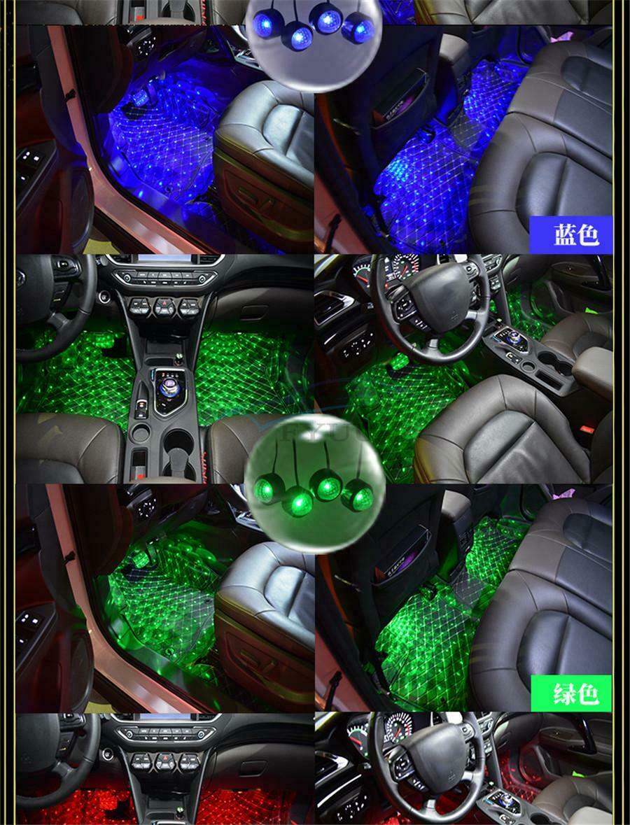 RGB Car Interior Floor LED Atmosphere Light Voice Control USB Socket Universal