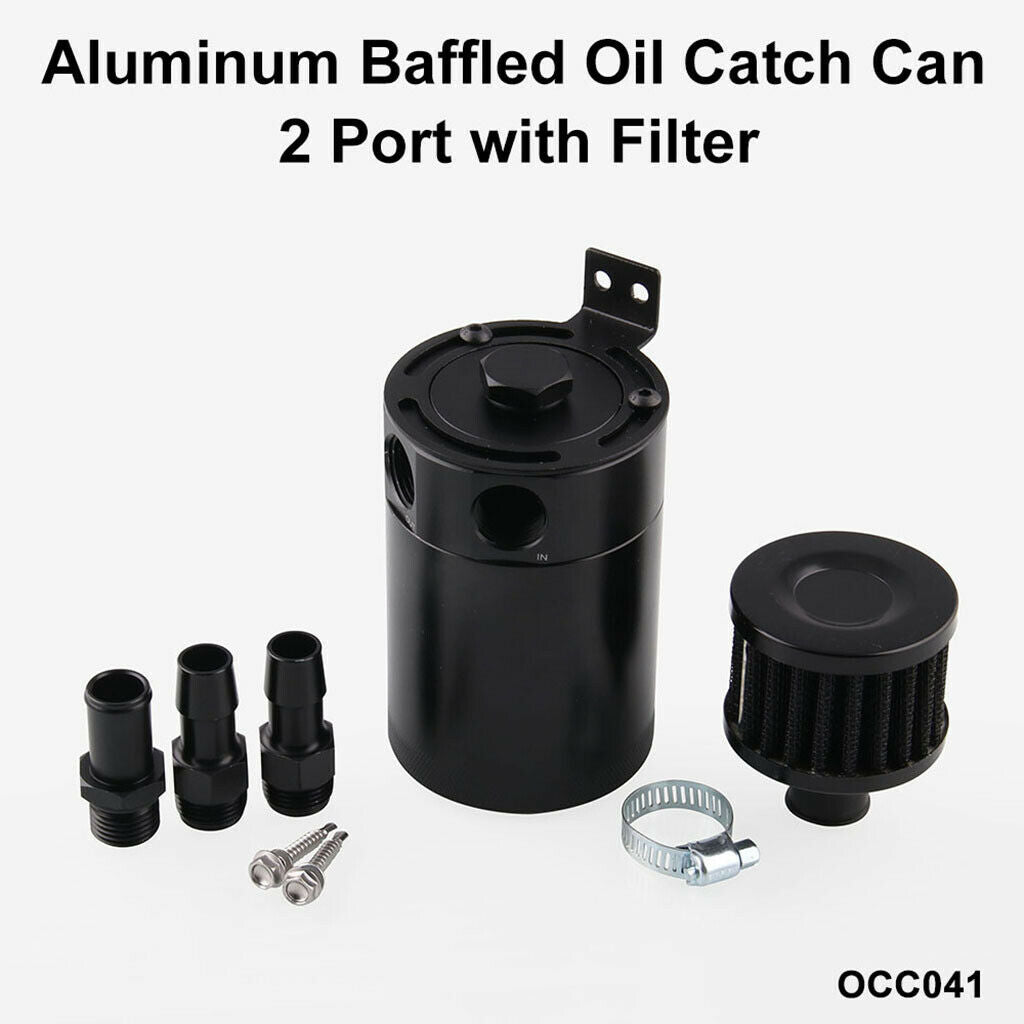 Racing Baffled 2-Port Oil Catch Can / Tank / Air-Oil Separator Universal