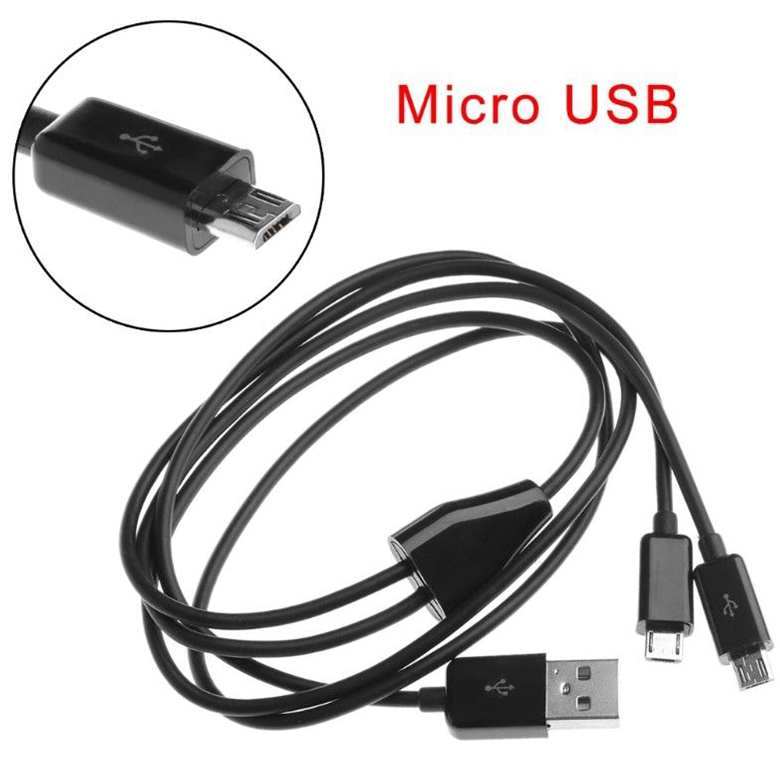 2.0 USB Type A Male To Dual Micro USB Male Splitter Y Charging Data Cable New