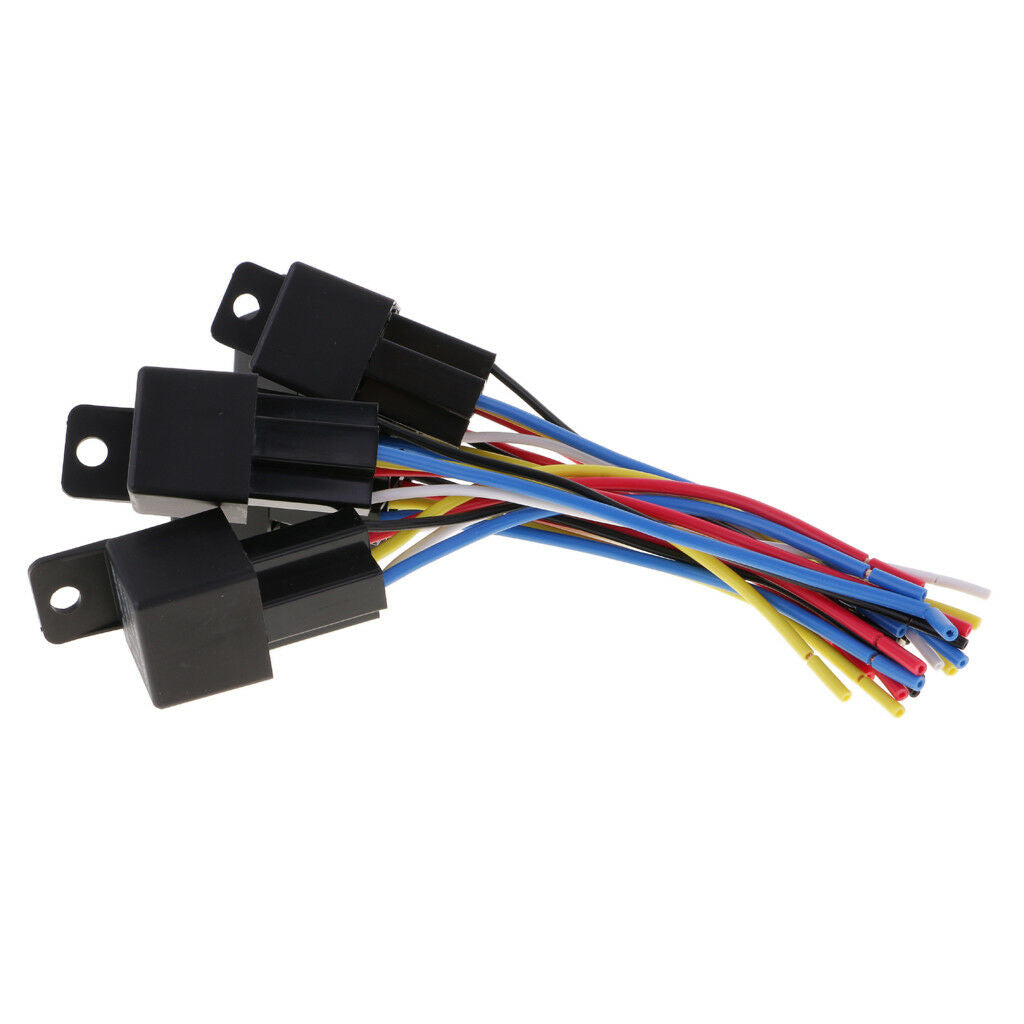 5 Pieces 12V SPDT 5 Pin Automotive Relay with 5 Wires Harness Socket 40 Amp