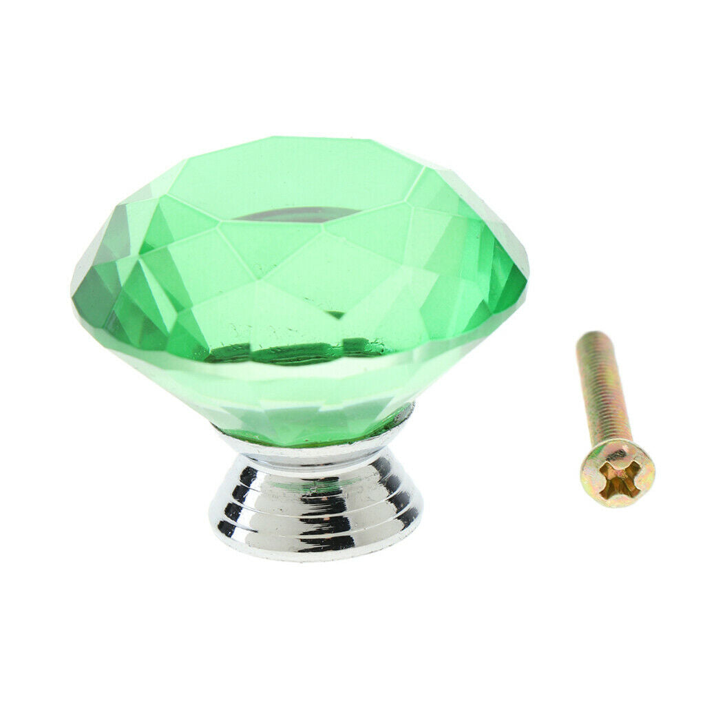 Crystal Diamond Shaped Door Handle Cabinet Cupboard Pull Knob Handle Green