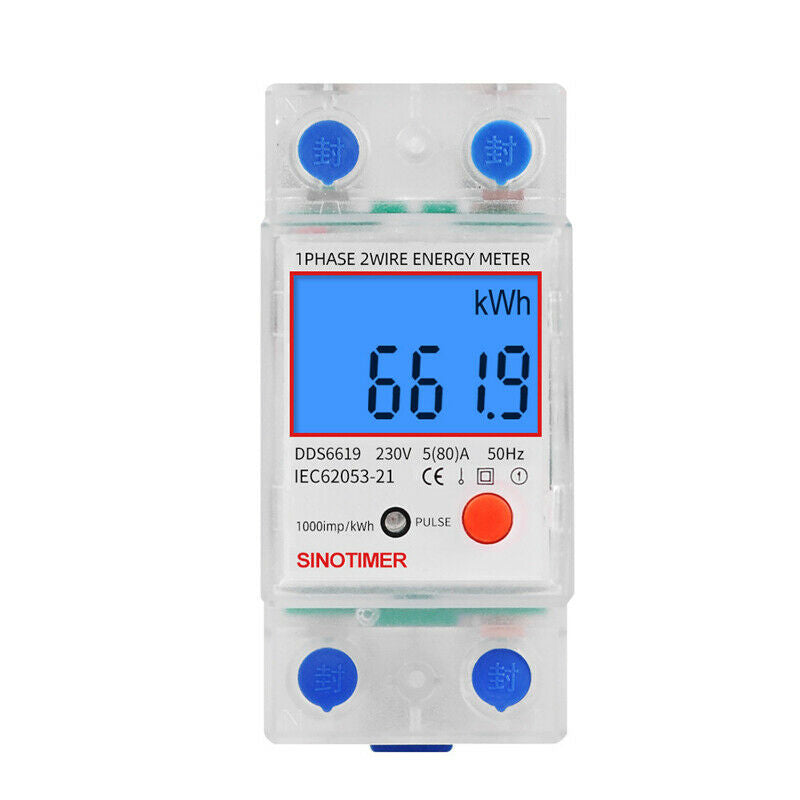 230V Digital LCD Kwh Wattmeter Power Consumption Energy Meter Electric Din Rail