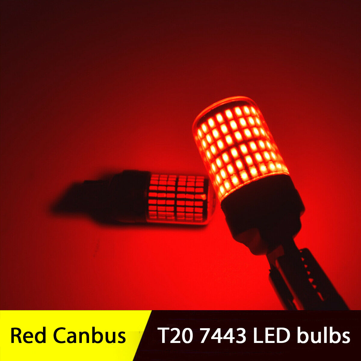 2x Red T20 7443 3014 144SMD LED Light Bulbs Taillight Flashing Strobe Car Light