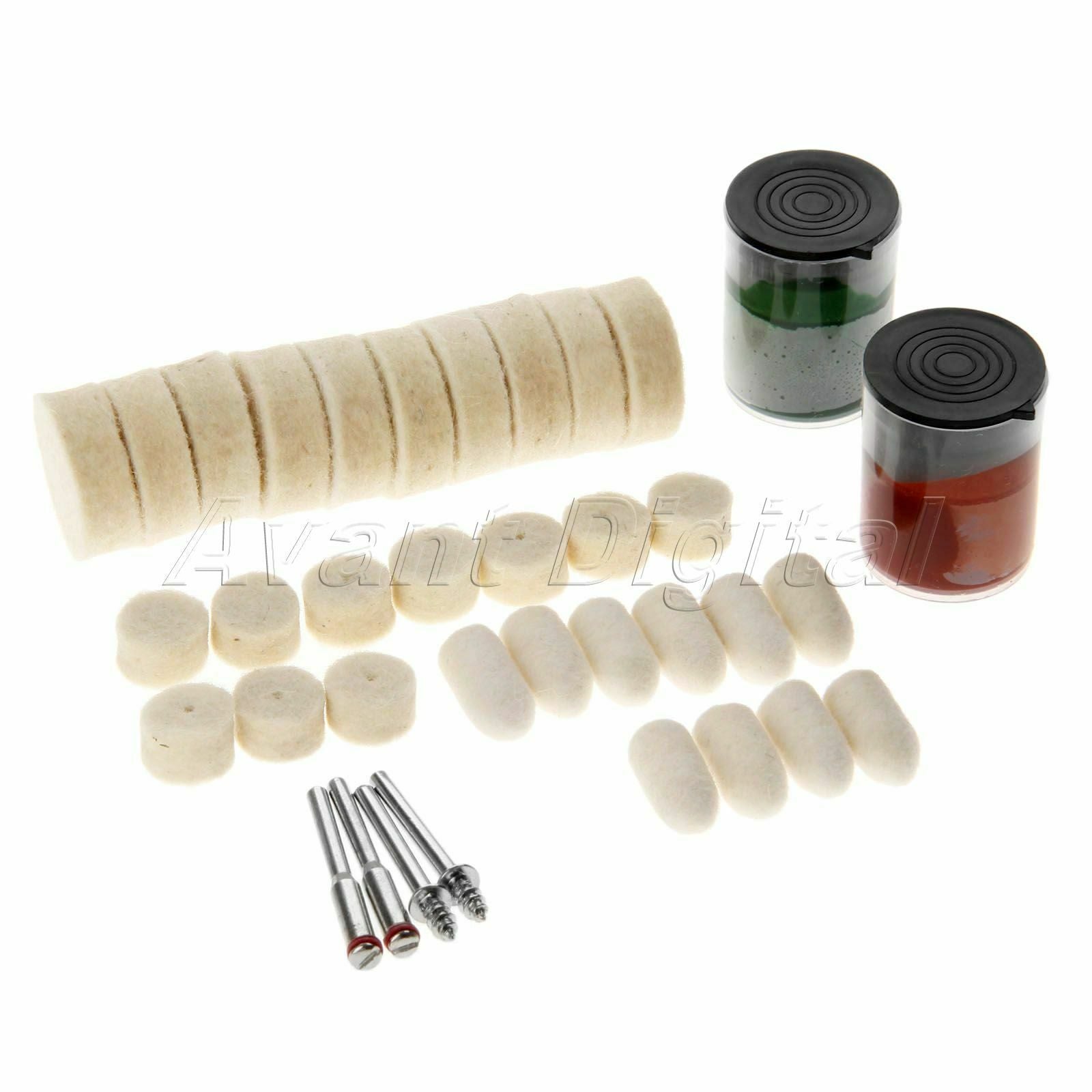 36Pcs 1/8" Soft Felt Polishing Kits Rotary Compound Set Buffing Burr Wheel Tools