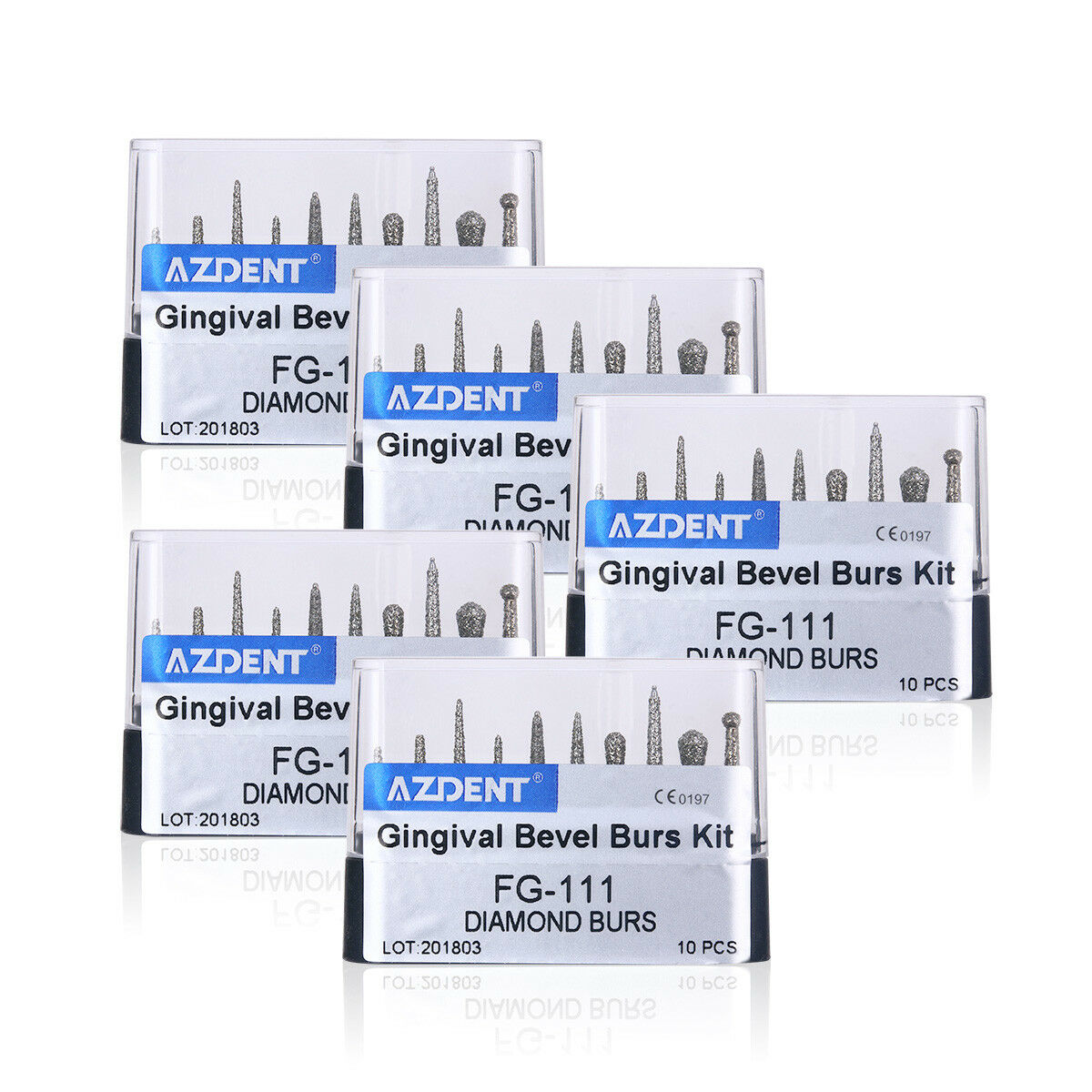 50 Kits Dental Diamond Burs Set FG-111 Gingival Bevel Bus Kit 10pcs/Set AZDENT