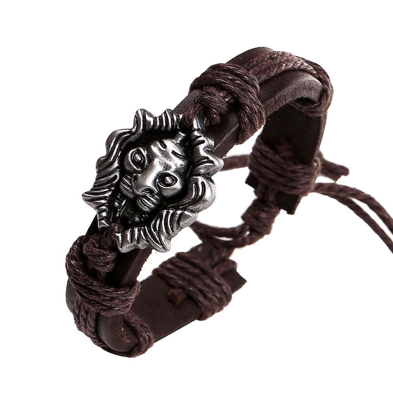 Men Jewelry Handmade Braided Dragon Head Wrap Wrist PU Leather Cuff Bracel.l8