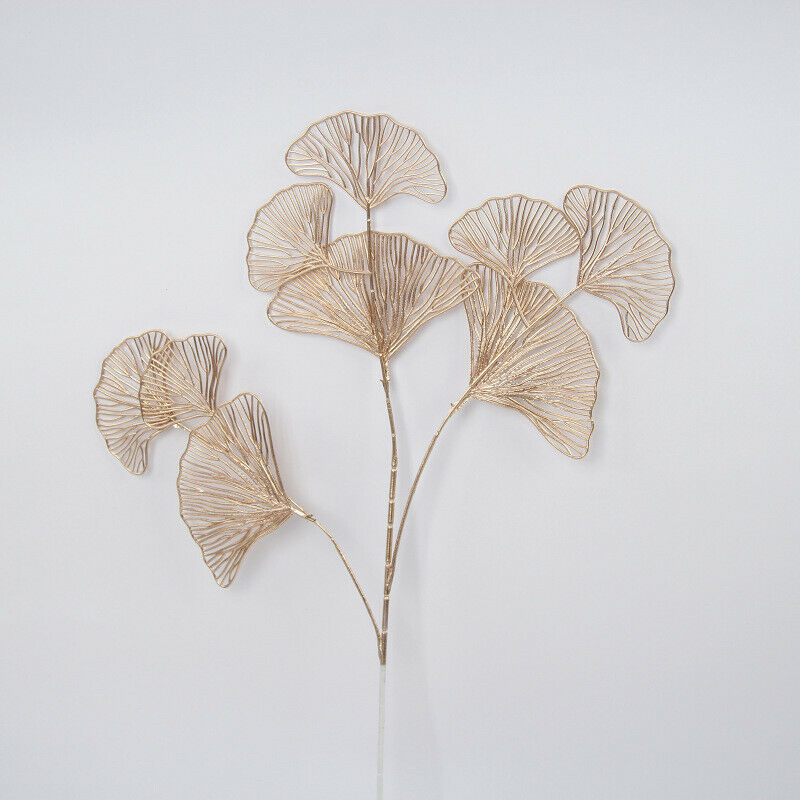 1PCS Golden decorative flower ginkgo leaf plastic leaf wood festival deco.l8