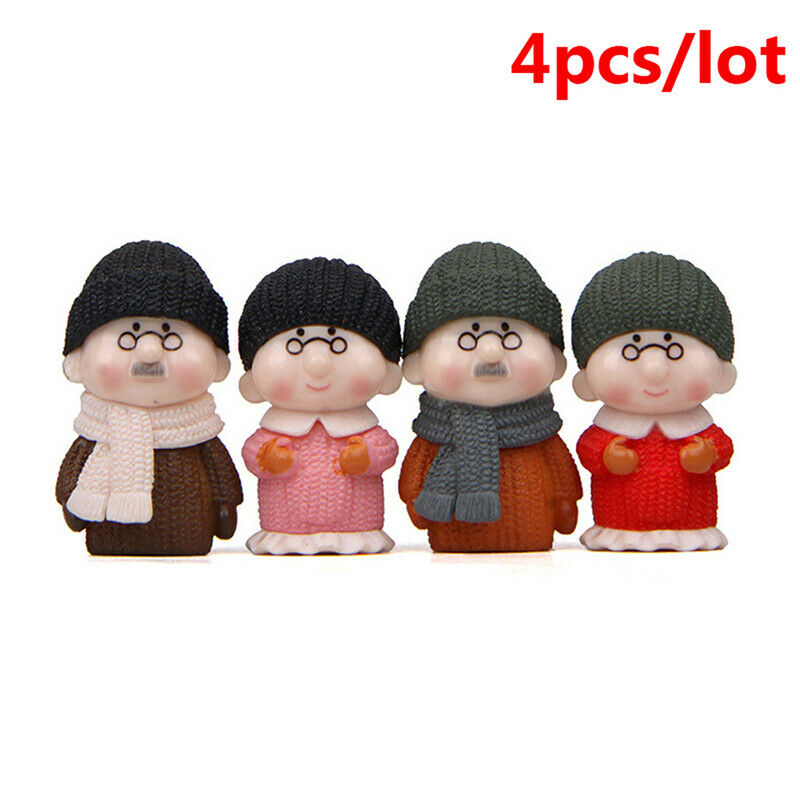 4pcs/lot  Mini Figures Grandma Grandpa Sweety Lovers Couple Ornament Figu.l8