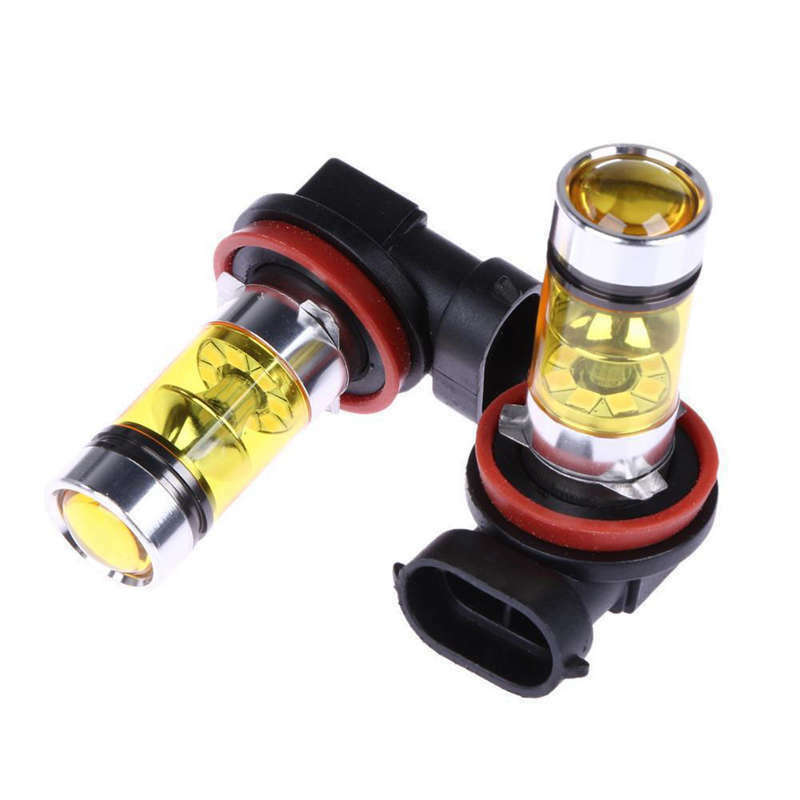 2 X High Power Led Lights 100W H8 H11 Yellow Fog Light 2828 20Led Headlight LaM6