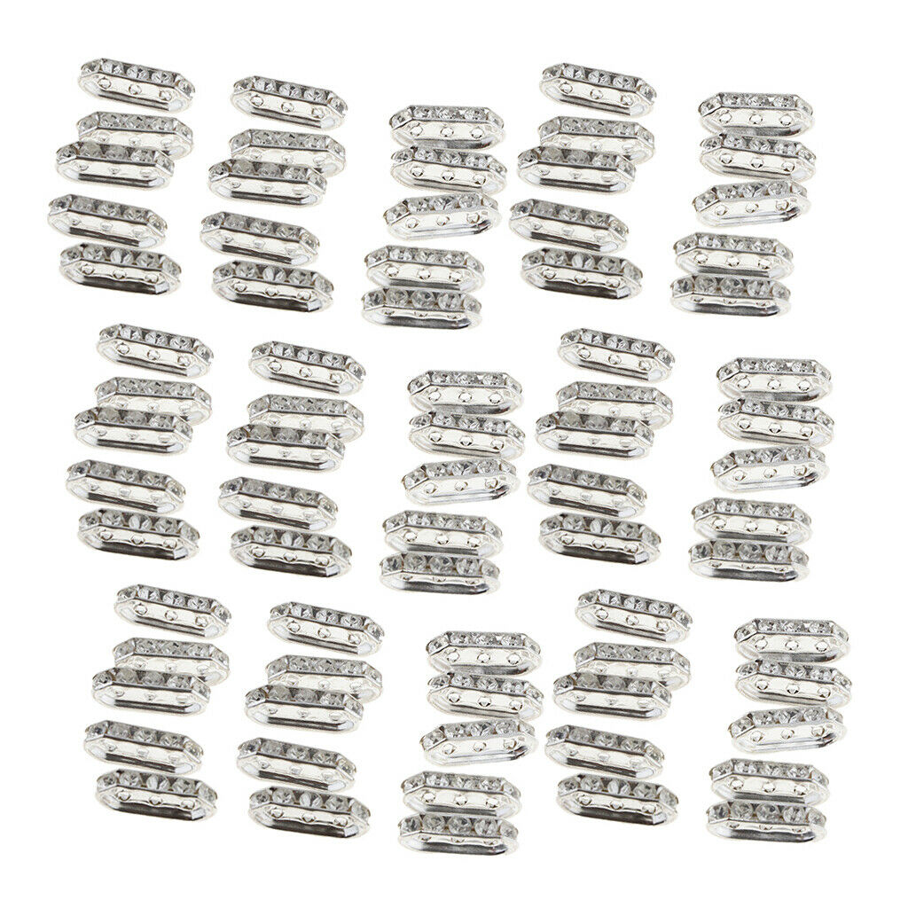 100Pcs Rhinestone 3 Holes Spacer Beads Charms Beads For Choker Bracelet Necklace