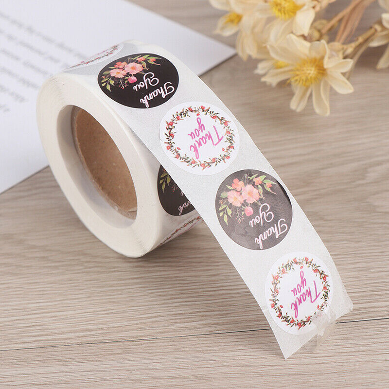 500Pcs/roll Floral Thank You Stickers seal label scrapbooking Xmas New Year G DD