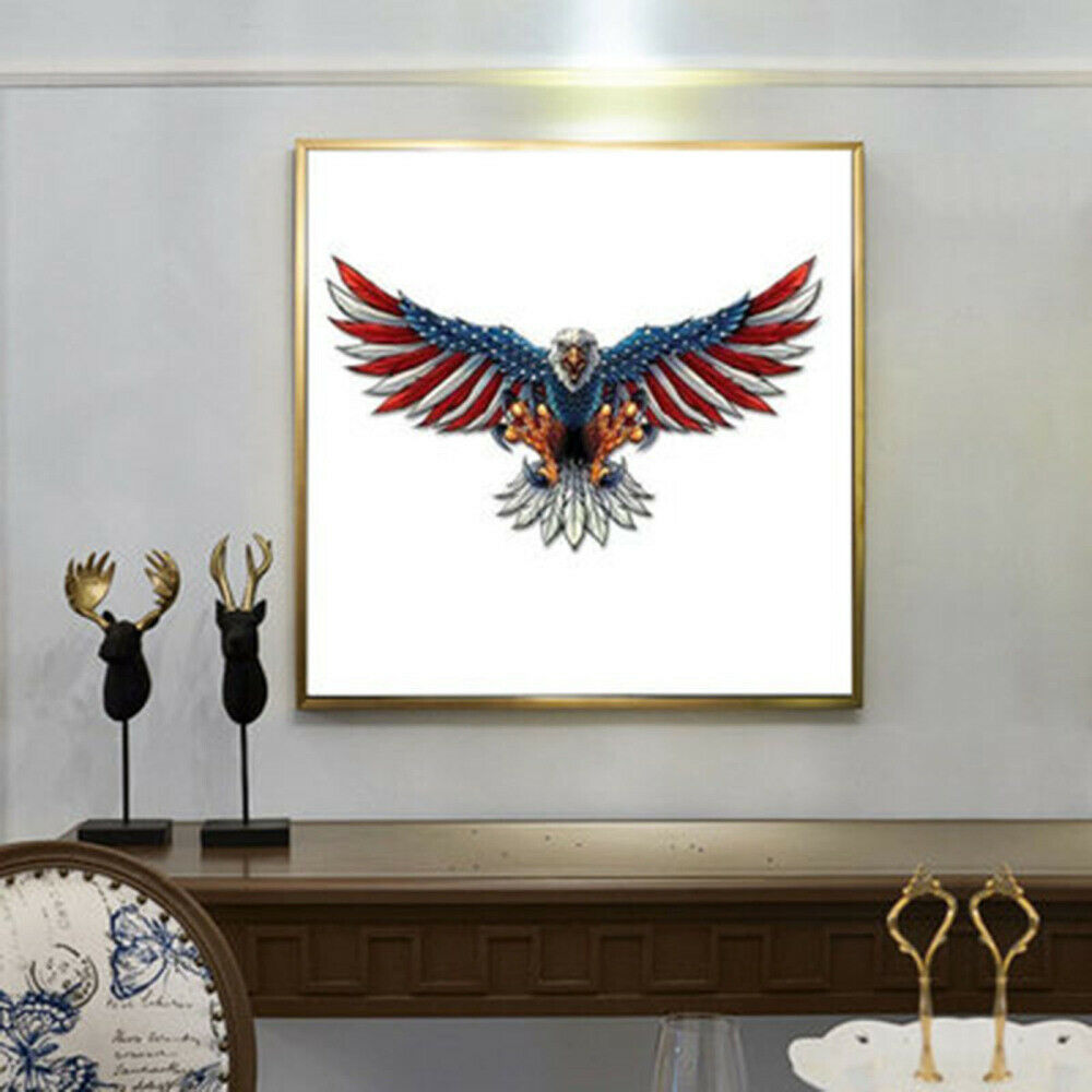 Iron Metal American Flag Bald Eagle Wall Art 40*24cm Hanging Patriotic Decor