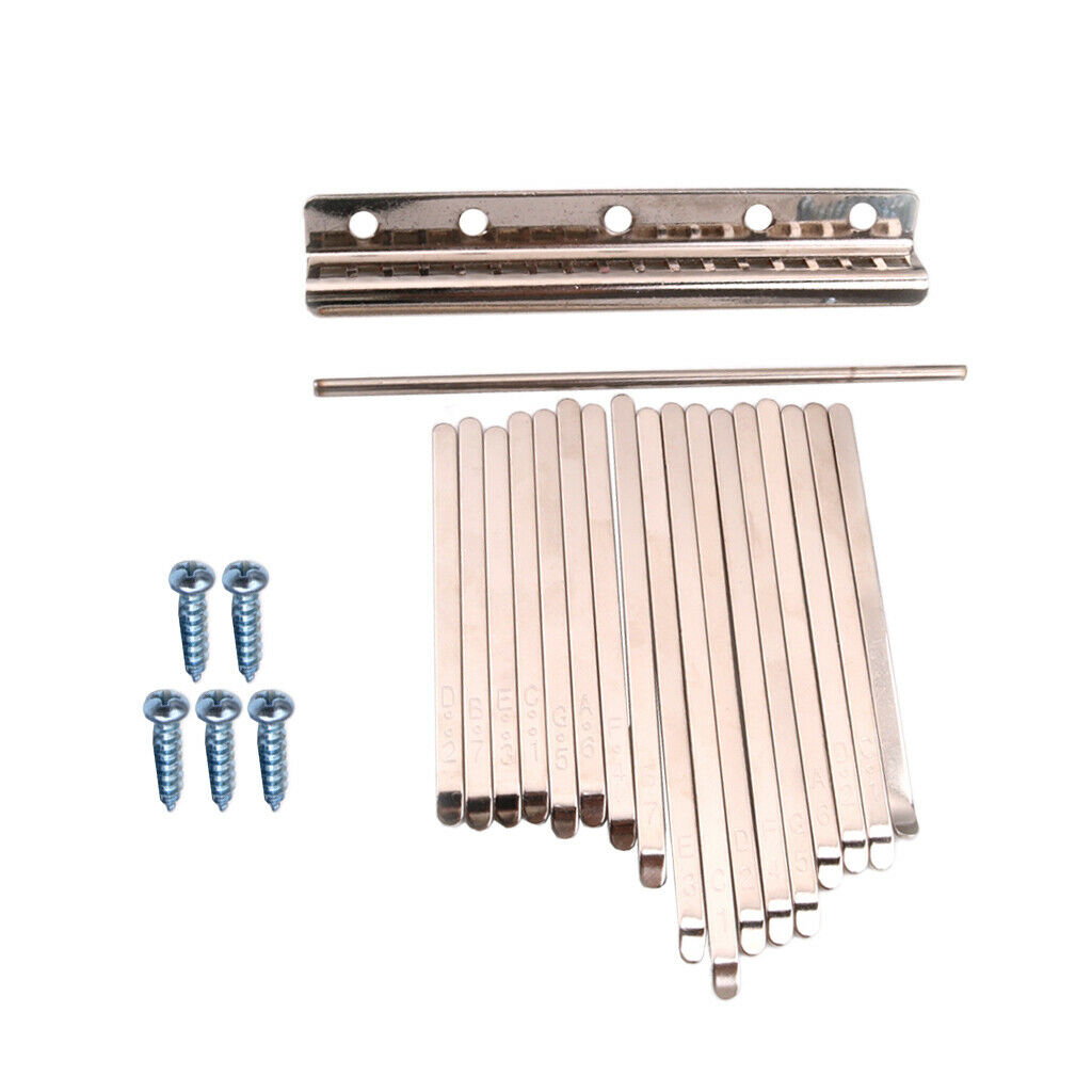 17 Pieces of Kalimba Steel Keys 2 Pieces of Beginners Wooden Bridge