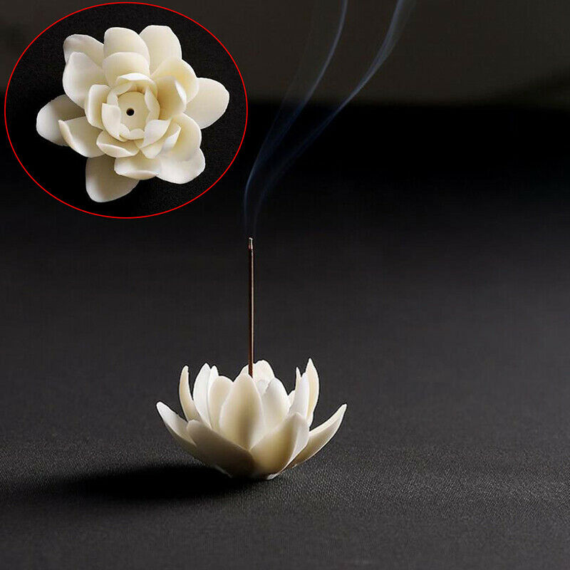 1PCS Ceramic White Lotus Incense Burner Home Decor Incense Stick Hold.l8