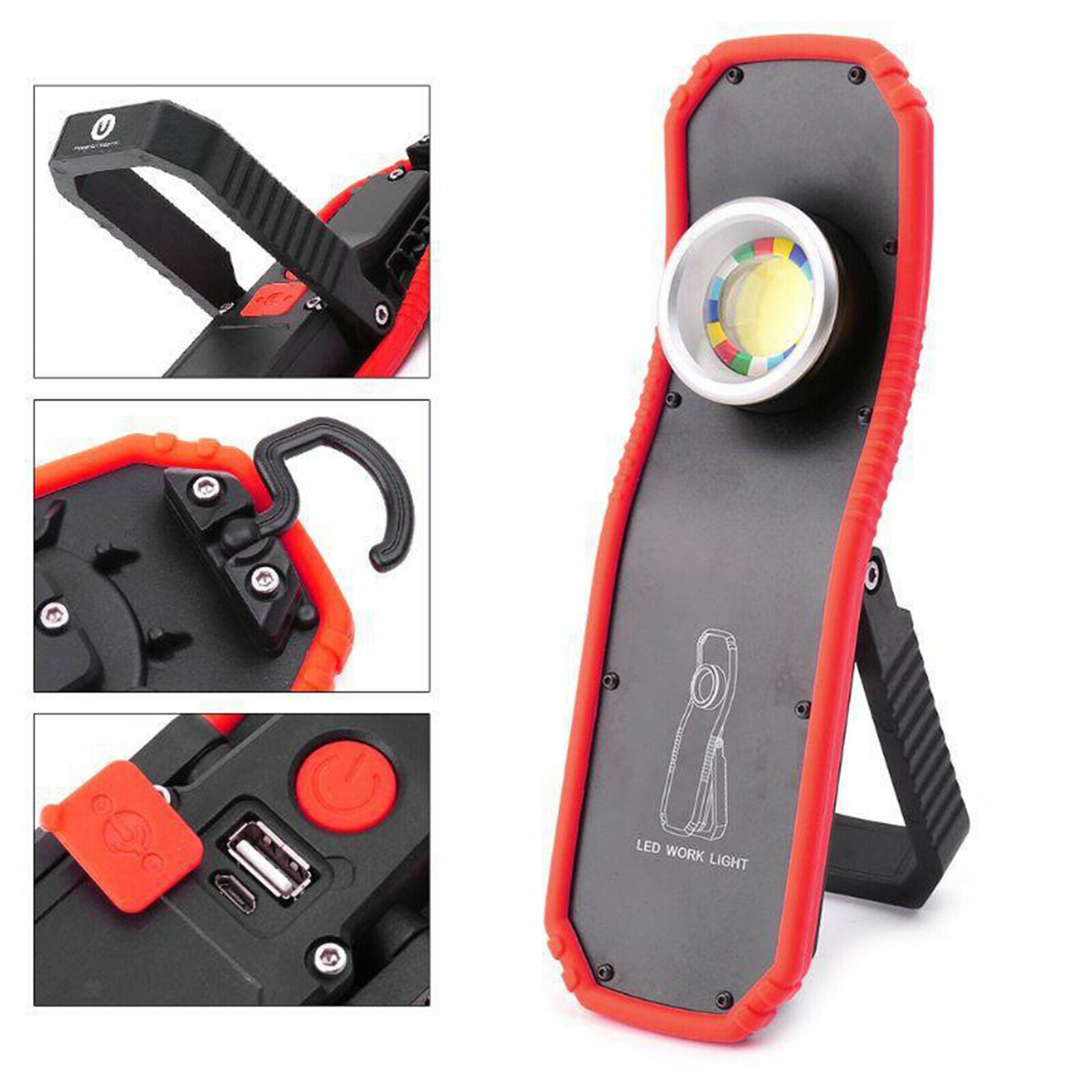 Lightweight LED COB Torch Rechargeable Magnetic Camping Lighting Work Light