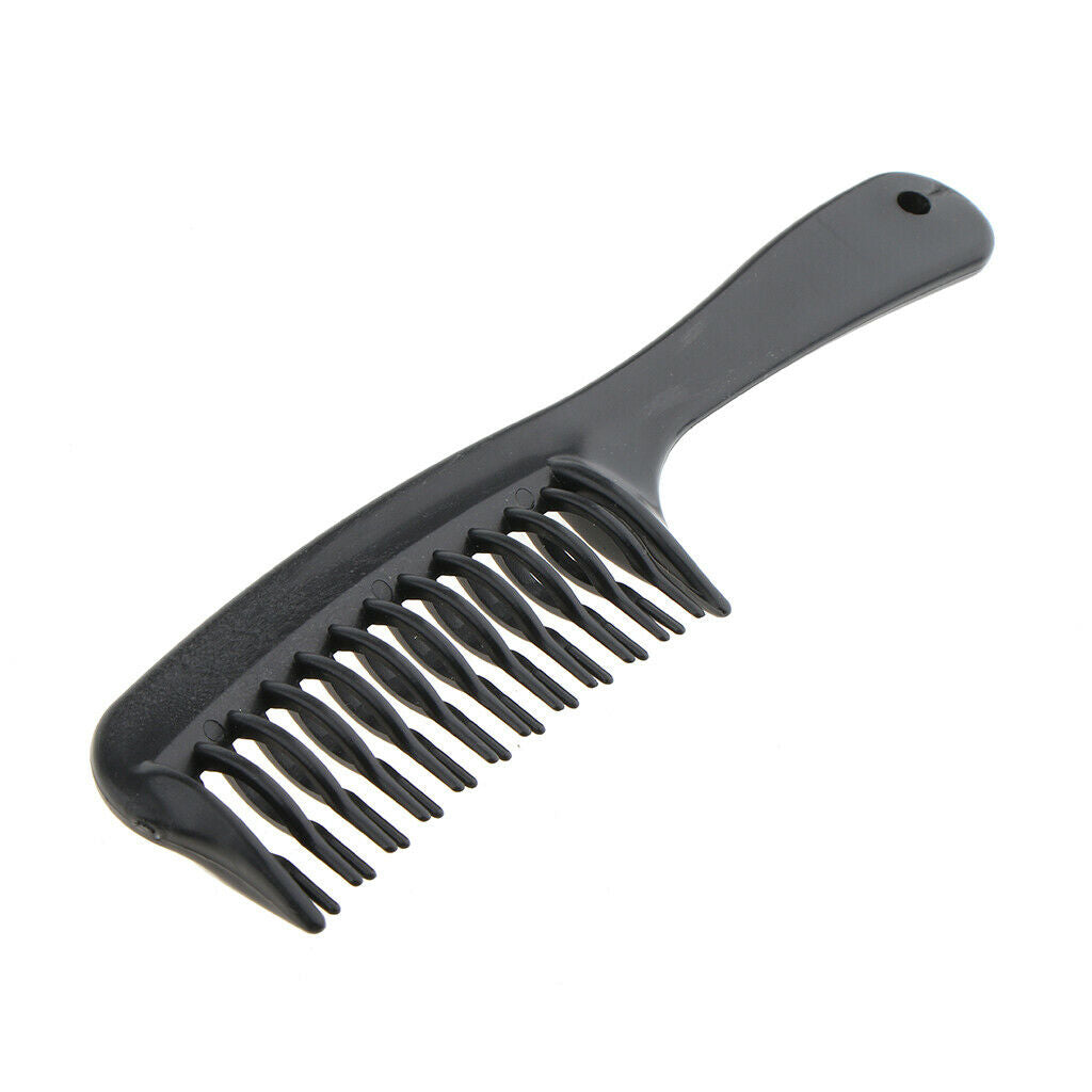 2x Black Wide Tooth Hairdressing Salon Home DIY Hair Styling Comb Detangler
