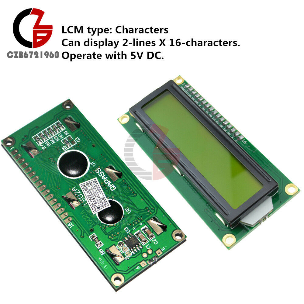 1602 LCD 16x2 Characters HD44780 Controller LCD Display Module Yellow Backlight