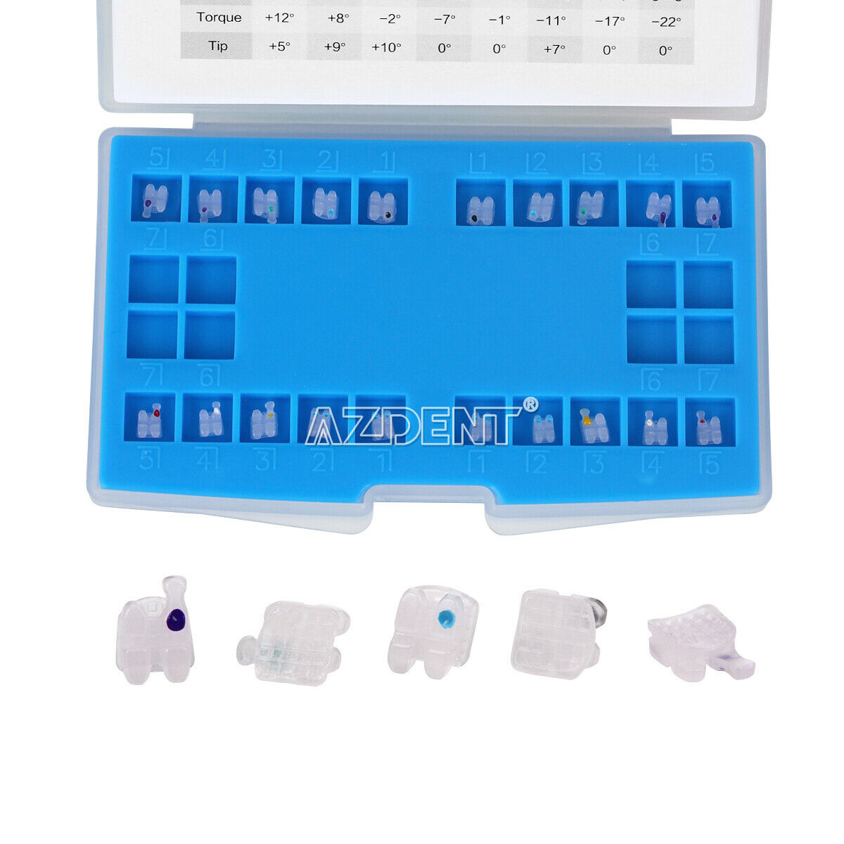 50 X Dental Orthodontic Ceramic Invisible Brackets Roth 0.022 3-4-5 Hooks AZDENT