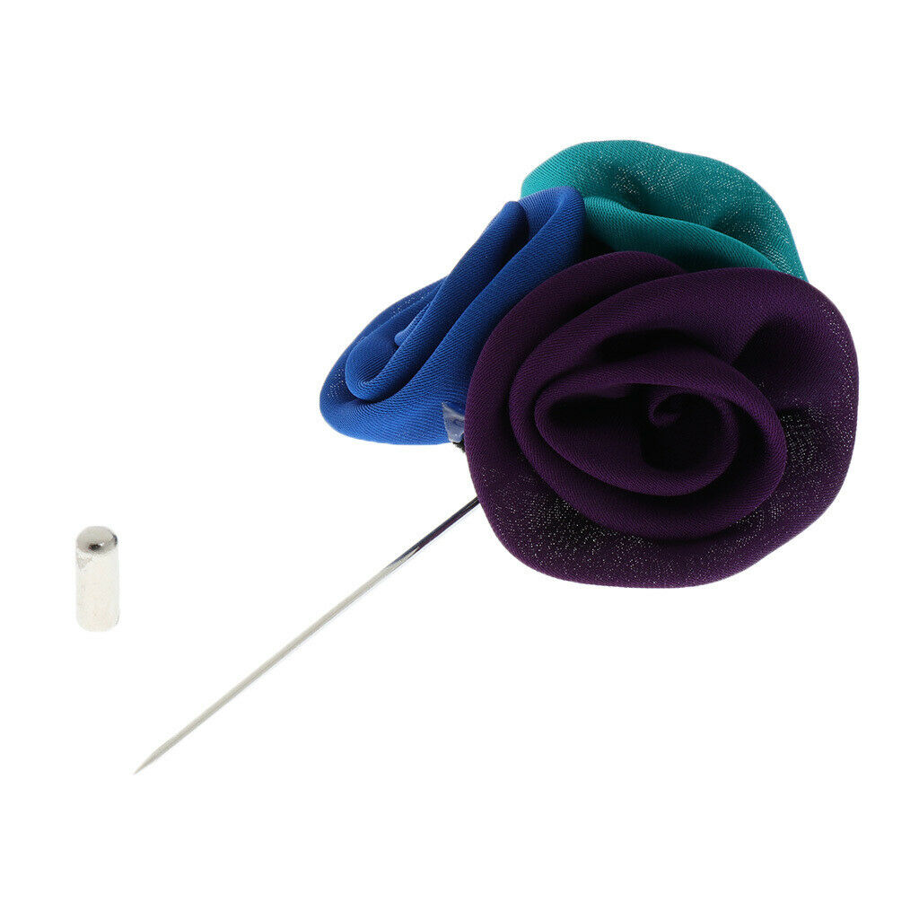 Rose Lapel Flower Handmade Boutonniere Stick Brooch Pin Men's Accessories