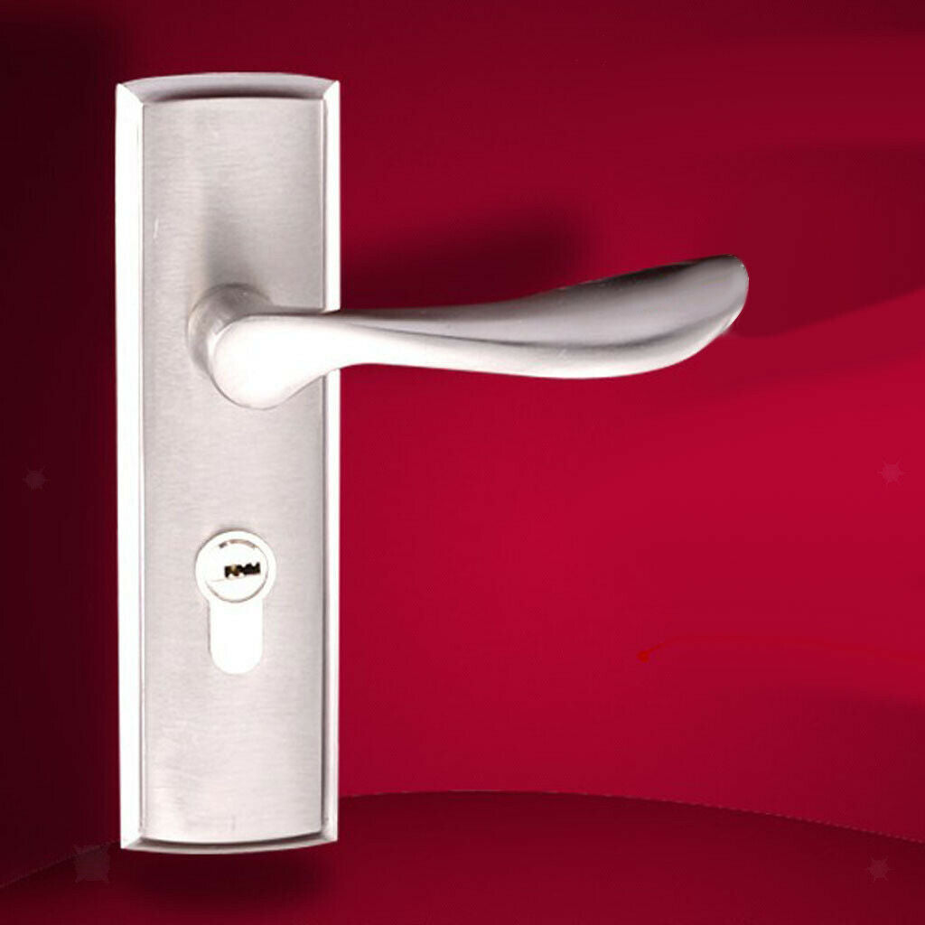 Door Handle Lever on Plate Latch Lock Lockset for Bathroom CHROME SATIN