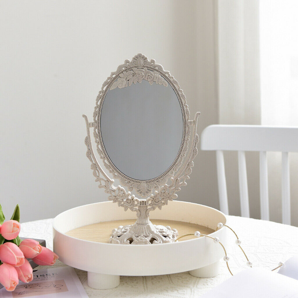 Retro Desktop Mirror Vanity Dressing Table Makeup Mirror Tabletop with Stand