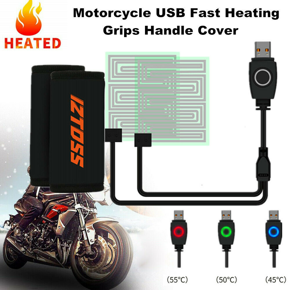 Motorcycle Bike USB Intelligent Fast Heating Grips Handle Cover Warm Waterproof