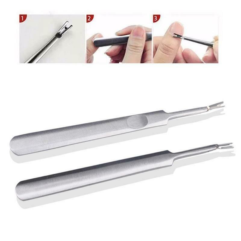 Stainless Steel Cuticle Pusher with V-shaped Fork Manicure Beauty Care Tools