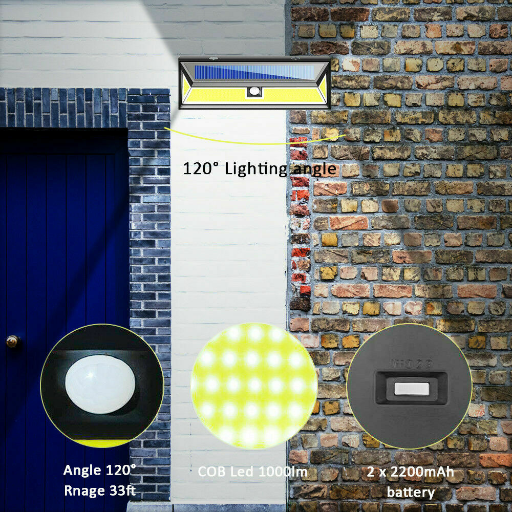 180 COB LED PIR Motion Sensor Solar Power Wall Light Outdoor Waterproof 1000LM