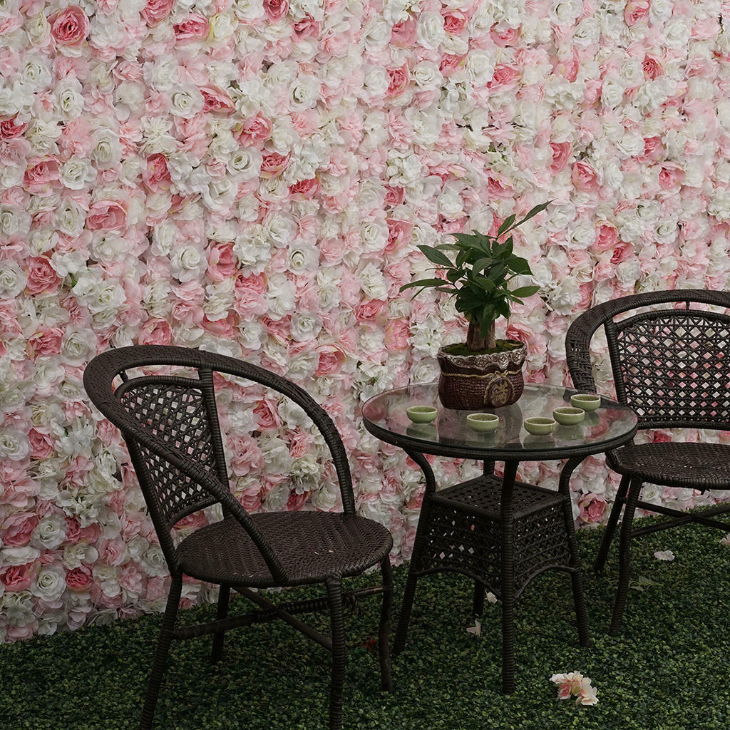 Pieces of 4 Artificial Rose Floral Wall Wedding Photography Backdrop Art Fabric