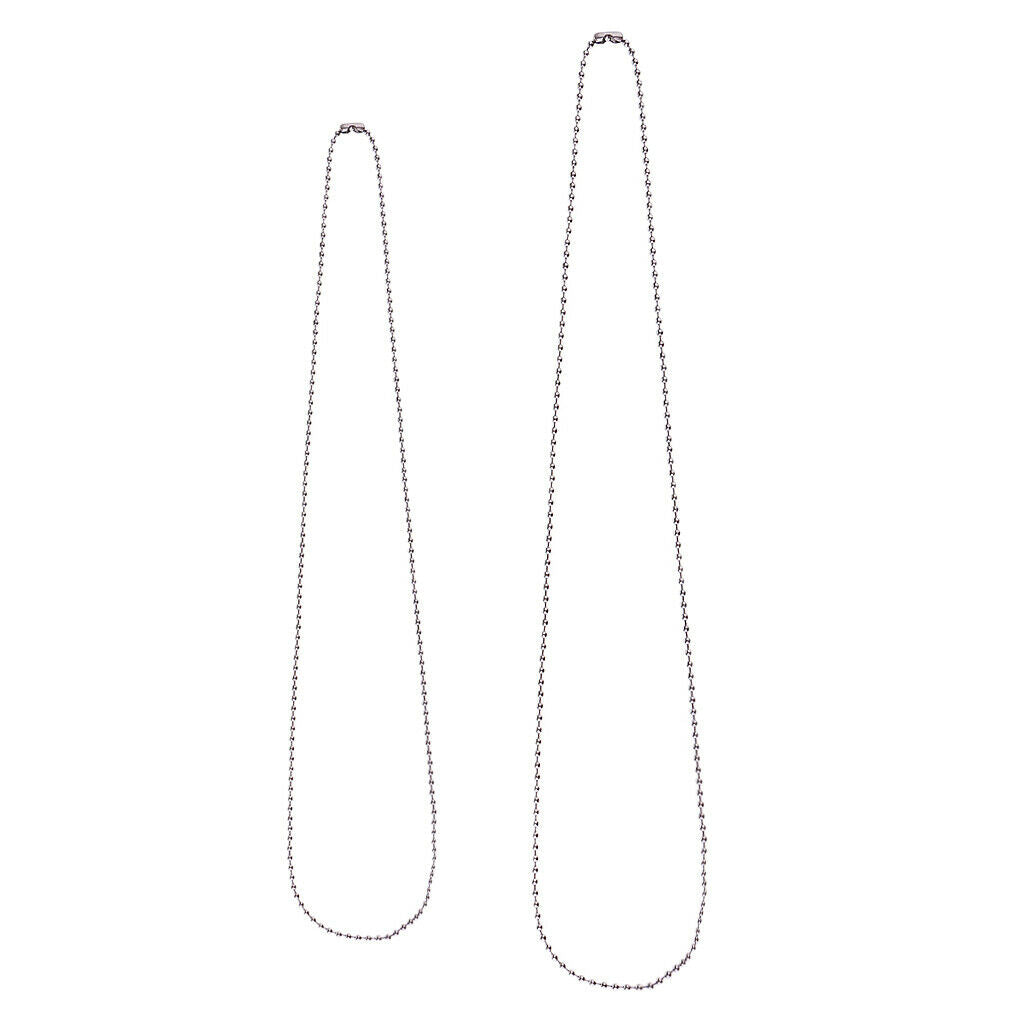 2pcs Stainless Steel Bead Chain Necklace Dog Tag 2.4MM, 23.6 inch, 31.5 inch