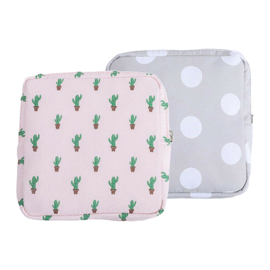 2x Lovely Sanitary Bag Pad Pouch Towel Tampons Coin Holder for Women Girls