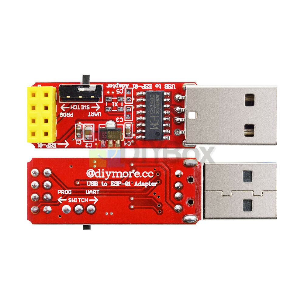 2PCS 4.5V-5.5V USB to ESP8266 ESP-01 Wireless Wifi Adapter Module +CH340G Driver