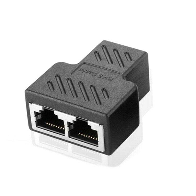 RJ45 Splitter Adapter 1 to 2 Ways Dual Female Connector Ethernet Cable LAN Port