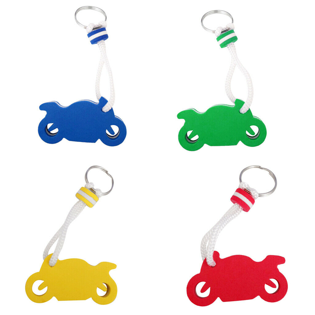 4 Count Water Sports Boating Floating Keychain Key Ring Floats Blue Yellow Green