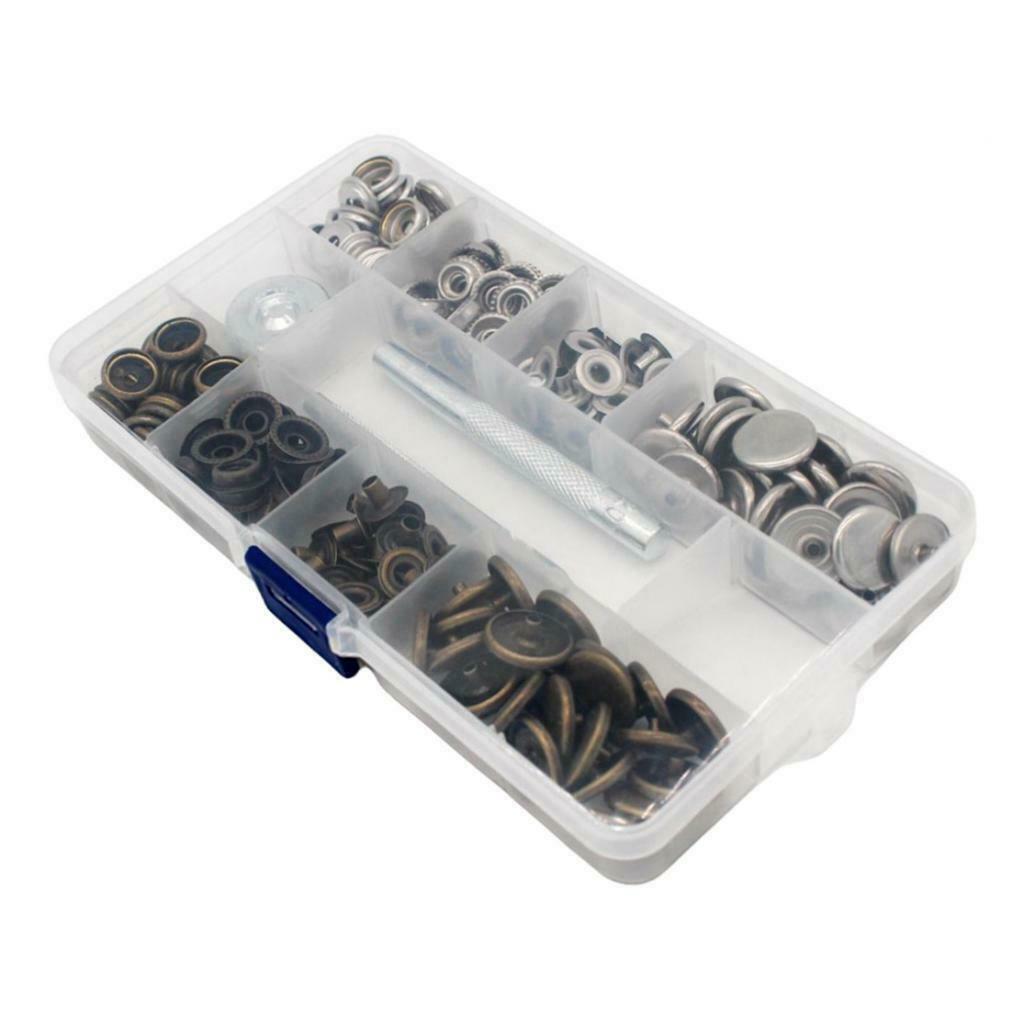 50 Sets Leather Snap Buttons Press Studs 17mm for Clothes Jeans 2 Color