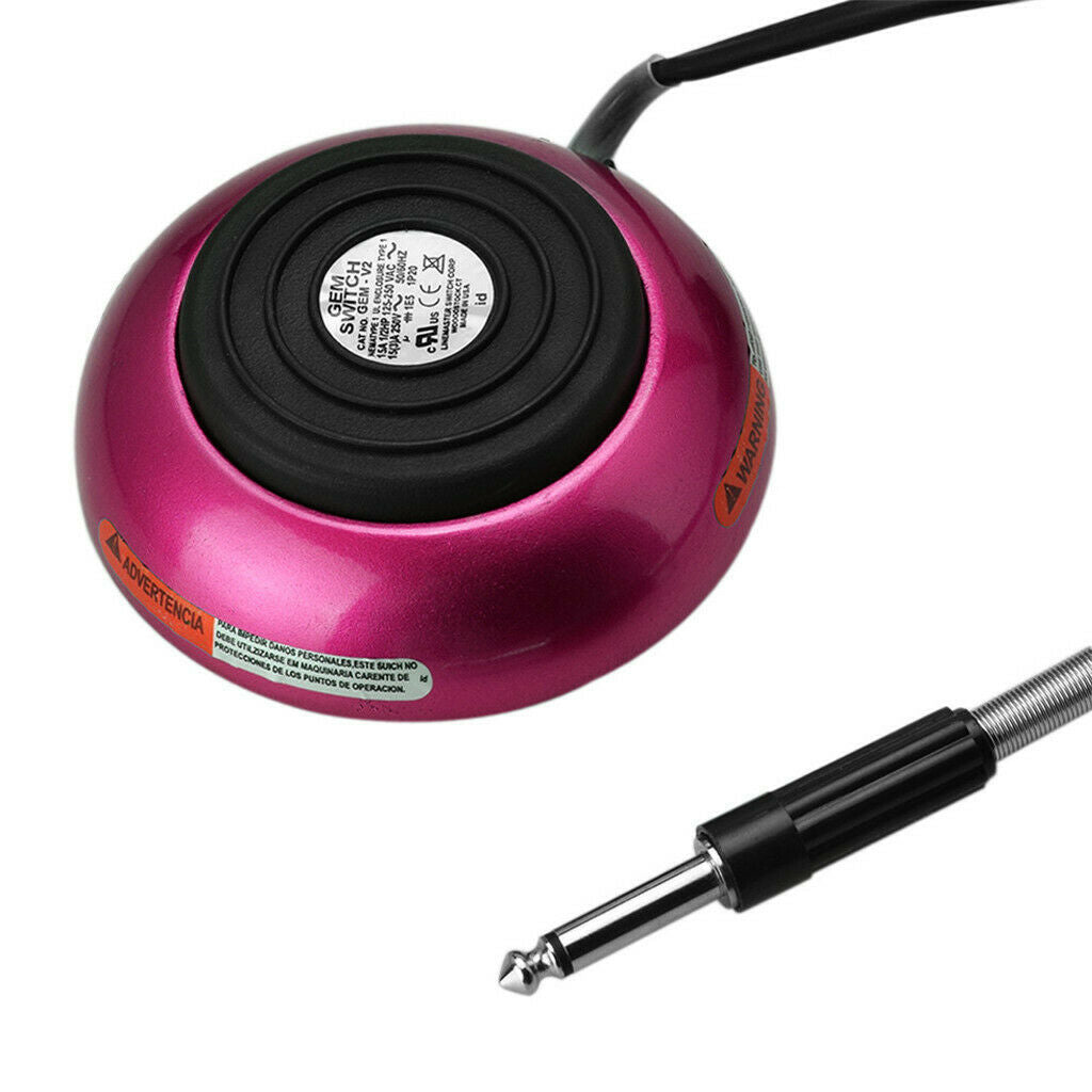 Tattoo Foot Pedal Round Power Supply Switch Controller w/ Silicone Cord Rose Red