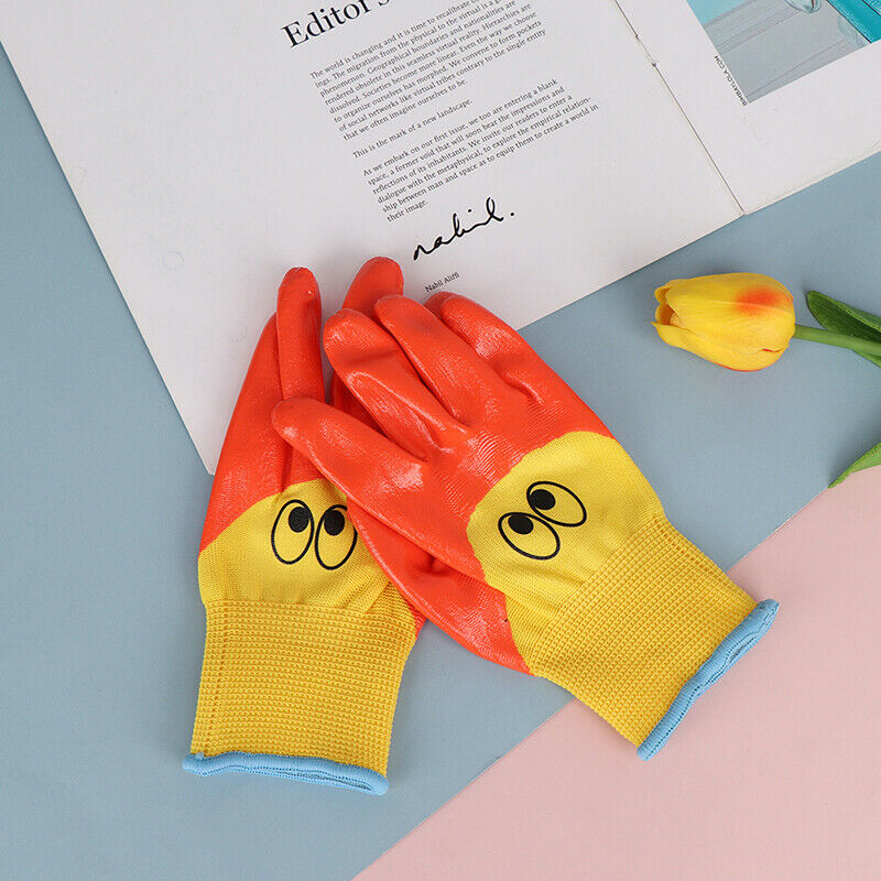 Breathable Kids Gardening Gloves Resistant Non-slip Anti-stab Protective Glo DF