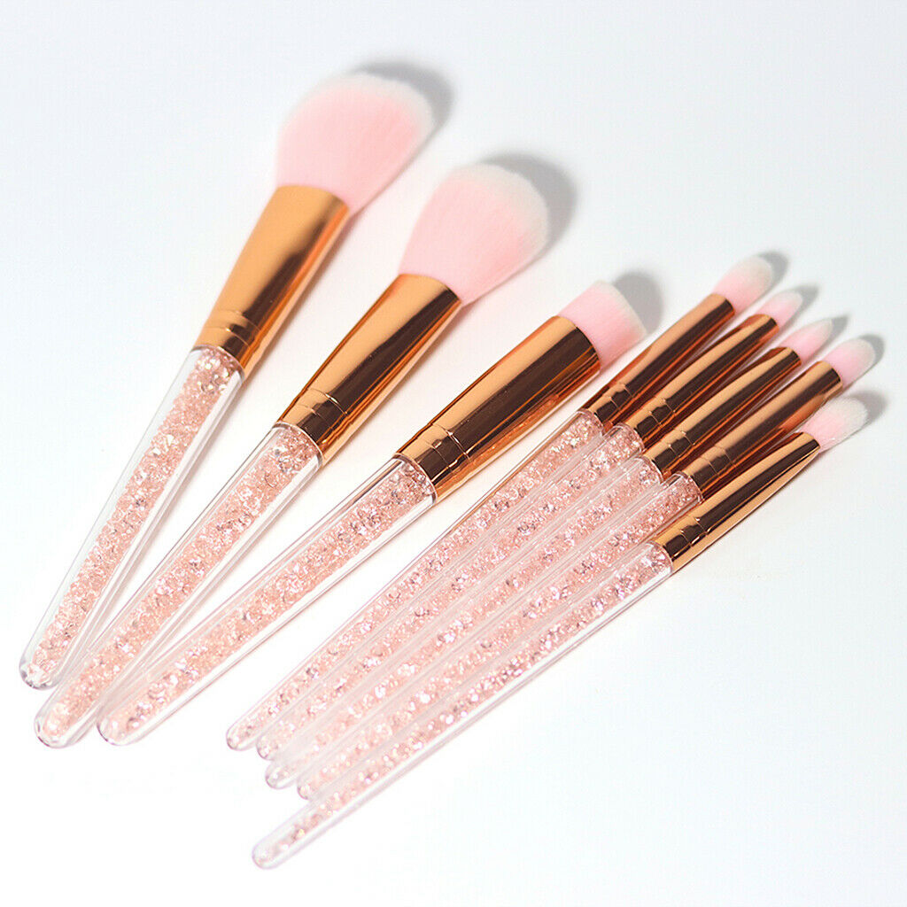 8 Piece Facial Cosmetics Eyeshadow Eyeliner Eyebrow Blush Makeup Brushes Set