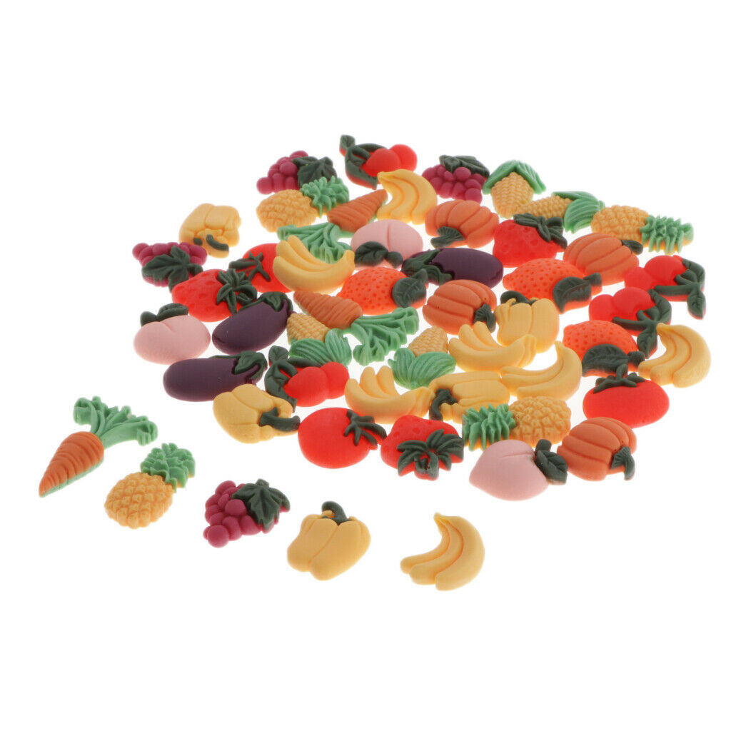 50x Cute Adorable Fruits Vegetable Flatback Buttons Embellishments Decors